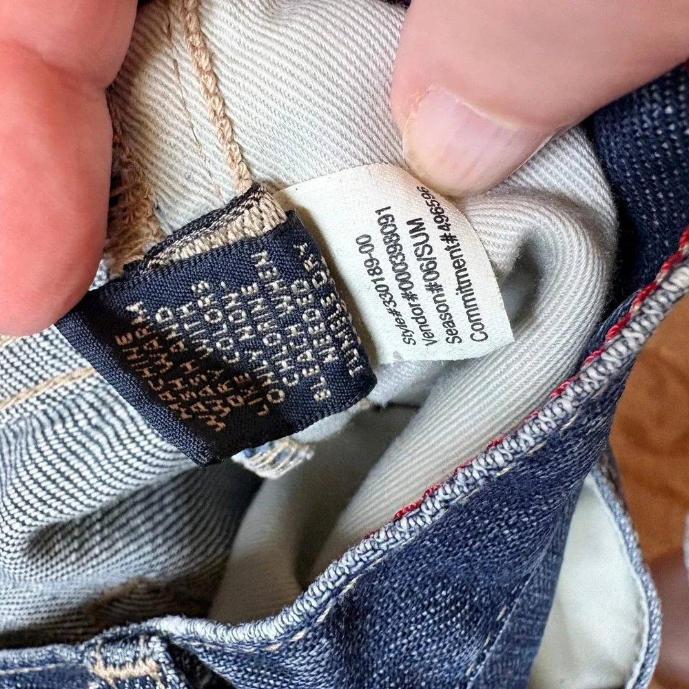 Banana Republic‎ Mens Straight Leg Button Fly Blue Jeans Dark Wash Distressed